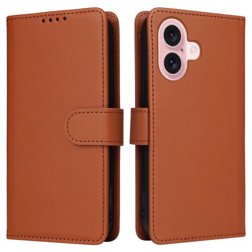 BETOPNICE 005 For iPhone 16 Wallet Case Magnetic Detachable Leather Phone Cover - Brown