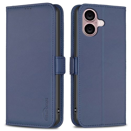 BINFEN COLOR BF31 For iPhone 16 Case Wallet Leather Flip Phone Cover - Blue