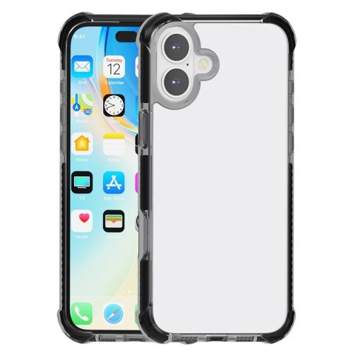 Clear Mobile Phone Case for iPhone 16 TPU+TPE+PC Phone Cover - Black