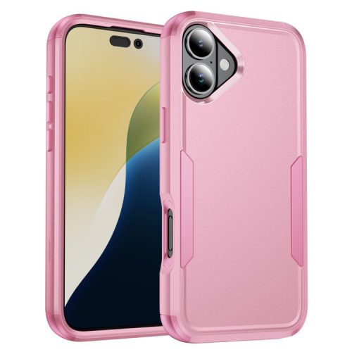 Commuter Series For iPhone 16 Case 3-in-1 Shockproof TPU+PC Phone Cover - Pink