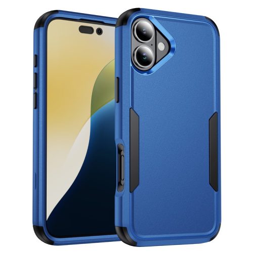 Commuter Series For iPhone 16 Case 3-in-1 Shockproof TPU+PC Phone Cover - Sapphire+Black