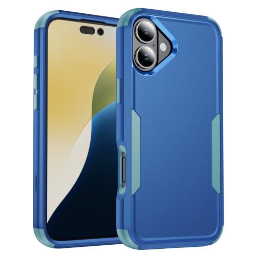 Commuter Series For iPhone 16 Case 3-in-1 Shockproof TPU+PC Phone Cover - Sapphire+Grey Green