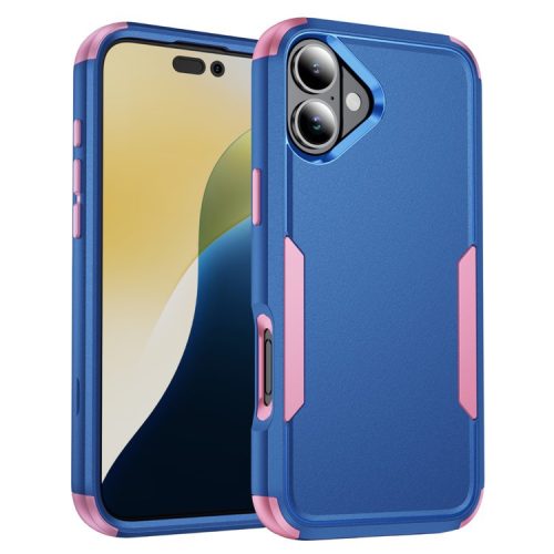 Commuter Series For iPhone 16 Case 3-in-1 Shockproof TPU+PC Phone Cover - Sapphire+Pink