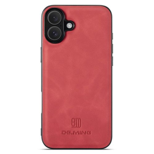 DG.MING For iPhone 16 Case PU Leather+PC+TPU Hybrid Phone Cover - Red