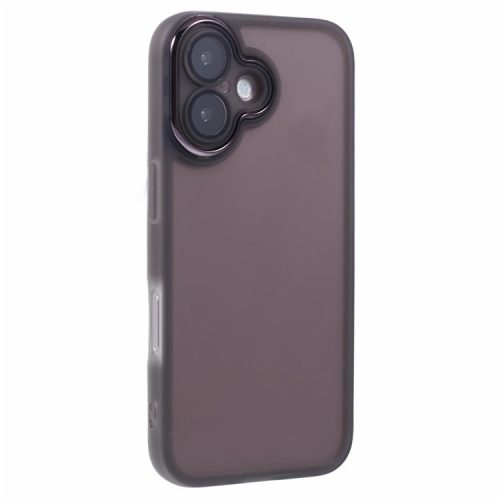 DKSM Series For iPhone 16 Case Electroplated Camera Frame TPU Phone Cover - Transparent Black