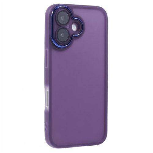 DKSM Series For iPhone 16 Case Electroplated Camera Frame TPU Phone Cover - Transparent Purple