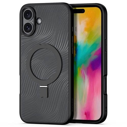 DUX DUCIS Aimo Series for iPhone 16 Magnetic Case TPU+PC Phone Cover Kickstand (REACH Certification) - Black