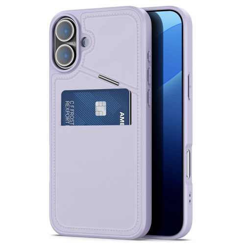 DUX DUCIS Rafi II Series for iPhone 16 Magnetic Case RFID Blocking Leather+TPU Phone Cover - Purple