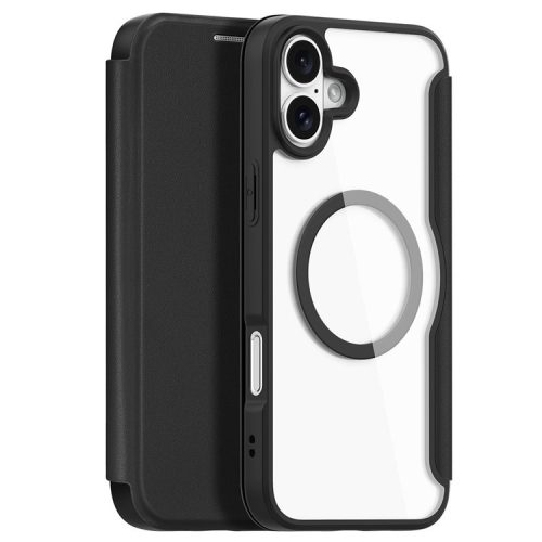 DUX DUCIS Skin X Pro for iPhone 16 Magnetic Case Card Slot PU Leather Flip Phone Cover - Black