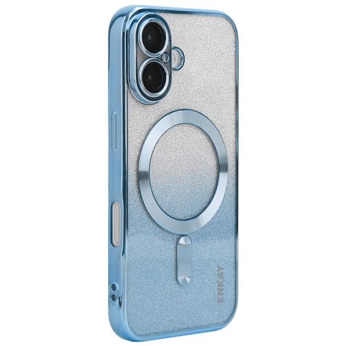 ENAKY HAT PRINCE For iPhone 16 Magnetic Case Glitter TPU Phone Back Cover with Lens Film - Blue