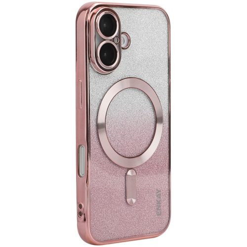 ENAKY HAT PRINCE For iPhone 16 Magnetic Case Glitter TPU Phone Back Cover with Lens Film - Pink