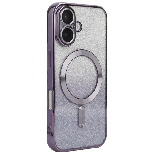 ENAKY HAT PRINCE For iPhone 16 Magnetic Case Glitter TPU Phone Back Cover with Lens Film - Purple