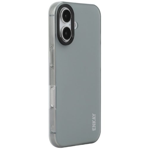 ENKAY HAT PRINCE For iPhone 16 Case Translucent Matte TPU Shockproof Phone Case - Grey