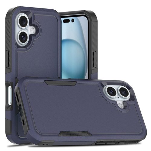 For iPhone 16 Case 2-in-1 PC+TPU Shockproof Phone Cover - Dark Blue