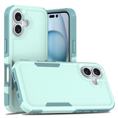 For iPhone 16 Case 2-in-1 PC+TPU Shockproof Phone Cover - Mint Green