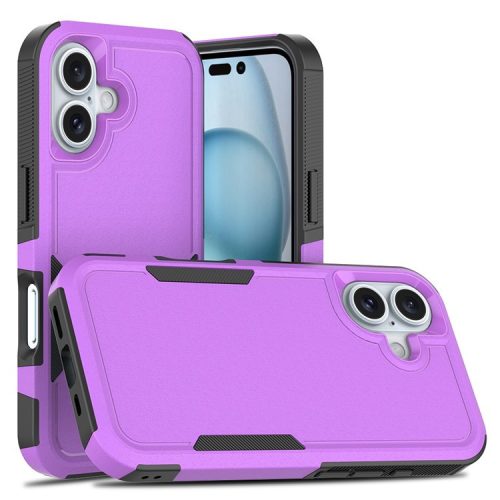 For iPhone 16 Case 2-in-1 PC+TPU Shockproof Phone Cover - Purple