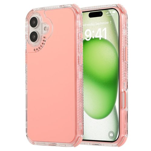 For iPhone 16 Case 3-in-1 Drop-proof PC+TPU Phone Cover - Pink