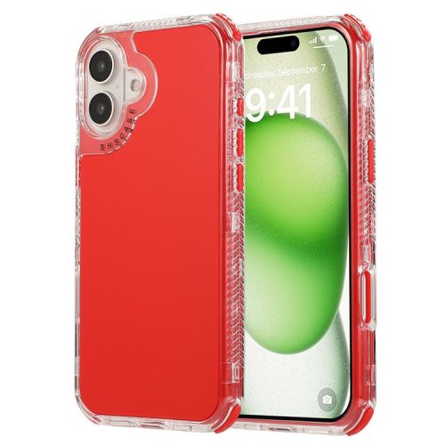 For iPhone 16 Case 3-in-1 Drop-proof PC+TPU Phone Cover - Red