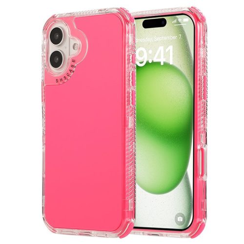 For iPhone 16 Case 3-in-1 Drop-proof PC+TPU Phone Cover - Rose