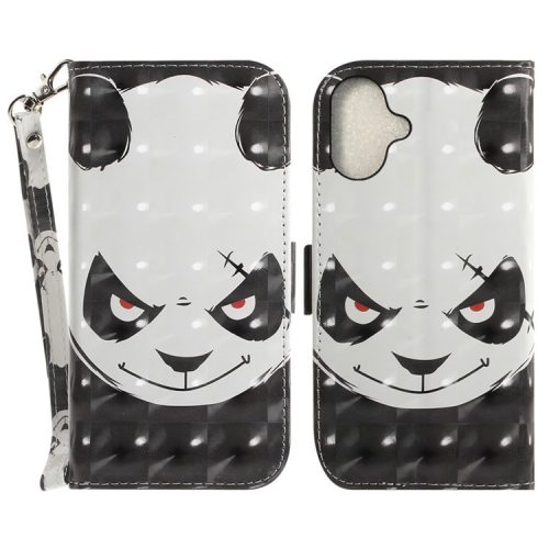 For iPhone 16 Case 3D Pattern Print Leather Flip Wallet Phone Cover - Angry Panda