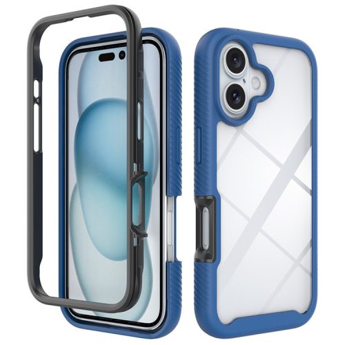 For iPhone 16 Case Anti-Drop 2-in-1 PC+TPU Phone Cover - Dark Blue