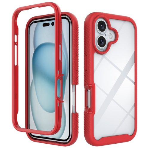 For iPhone 16 Case Anti-Drop 2-in-1 PC+TPU Phone Cover - Red