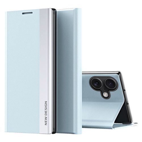 For iPhone 16 Case Anti-Drop Leather Phone Cover with Stand - Sky Blue