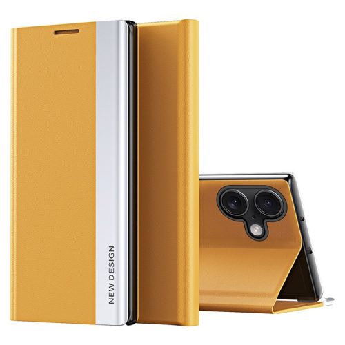 For iPhone 16 Case Anti-Drop Leather Phone Cover with Stand - Yellow