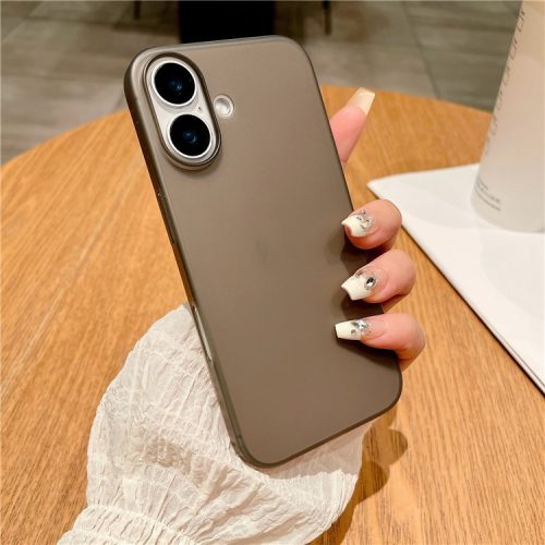 For iPhone 16 Case Anti-Drop Matte Hard PC Phone Cover - Transparent Grey