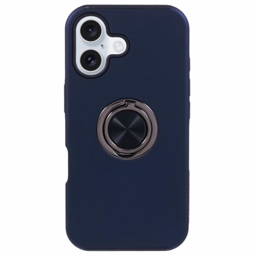 For iPhone 16 Case Anti-Drop PC+TPU Protective Cover with Rotary Kickstand - Blue