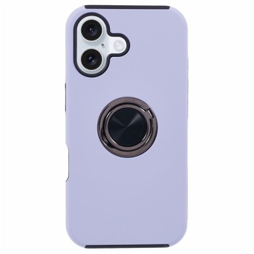 For iPhone 16 Case Anti-Drop PC+TPU Protective Cover with Rotary Kickstand - Purple