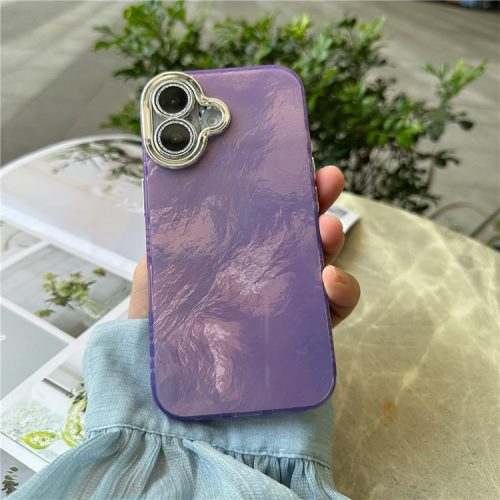 For iPhone 16 Case Anti-Drop TPU+PC Phone Cover Tinfoil Texture - Purple