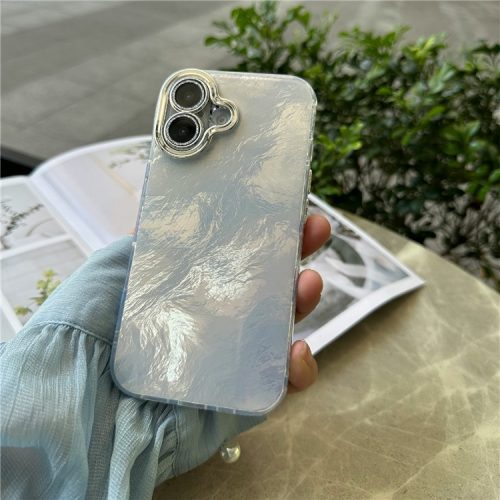 For iPhone 16 Case Anti-Drop TPU+PC Phone Cover Tinfoil Texture - Silver