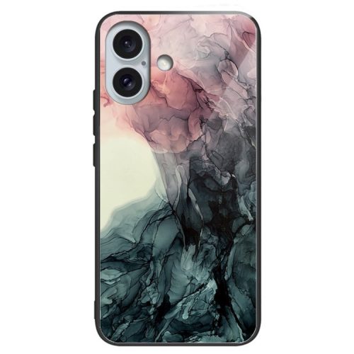 For iPhone 16 Case Artistic Marble Pattern Shockproof Tempered Glass Phone Cover - Style A