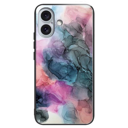 For iPhone 16 Case Artistic Marble Pattern Shockproof Tempered Glass Phone Cover - Style E