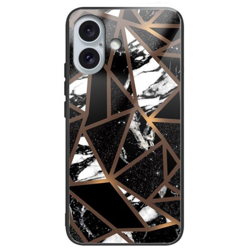 For iPhone 16 Case Artistic Marble Pattern Shockproof Tempered Glass Phone Cover - Style G