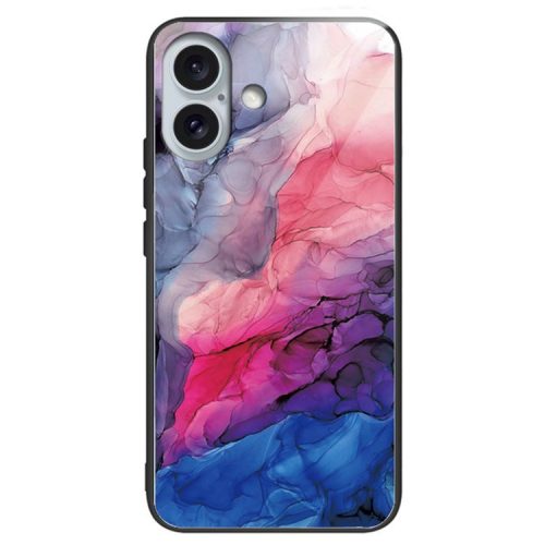 For iPhone 16 Case Artistic Marble Pattern Shockproof Tempered Glass Phone Cover - Style I