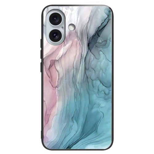 For iPhone 16 Case Artistic Marble Pattern Shockproof Tempered Glass Phone Cover - Style J