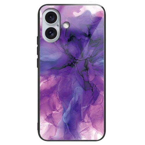 For iPhone 16 Case Artistic Marble Pattern Shockproof Tempered Glass Phone Cover - Style L