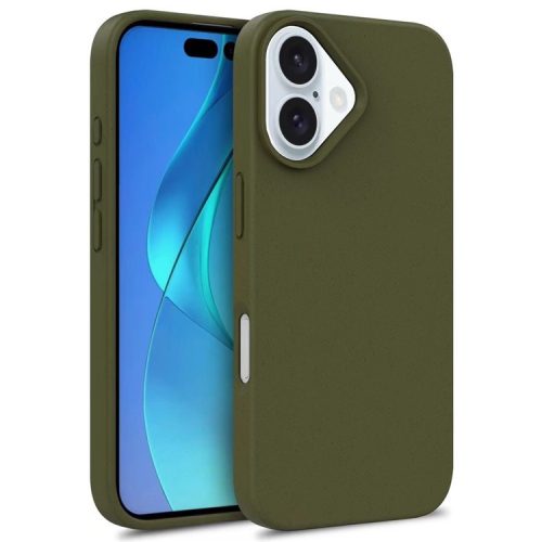 For iPhone 16 Case Biodegradable Wheat Straw TPU Phone Cover Eco Friendly Zero Waste - Army Green