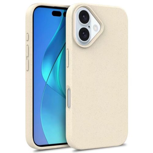 For iPhone 16 Case Biodegradable Wheat Straw TPU Phone Cover Eco Friendly Zero Waste - White