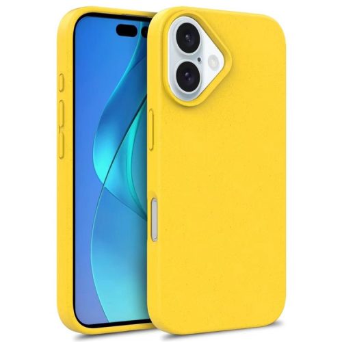 For iPhone 16 Case Biodegradable Wheat Straw TPU Phone Cover Eco Friendly Zero Waste - Yellow