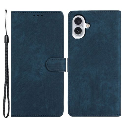 For iPhone 16 Case Card Holder Shockproof PU Leather Phone Cover - Blue