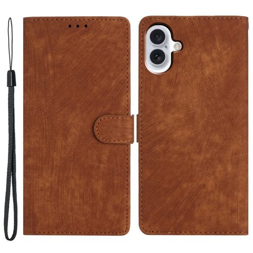 For iPhone 16 Case Card Holder Shockproof PU Leather Phone Cover - Brown