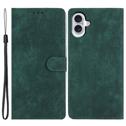 For iPhone 16 Case Card Holder Shockproof PU Leather Phone Cover - Green