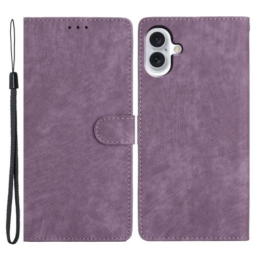 For iPhone 16 Case Card Holder Shockproof PU Leather Phone Cover - Purple