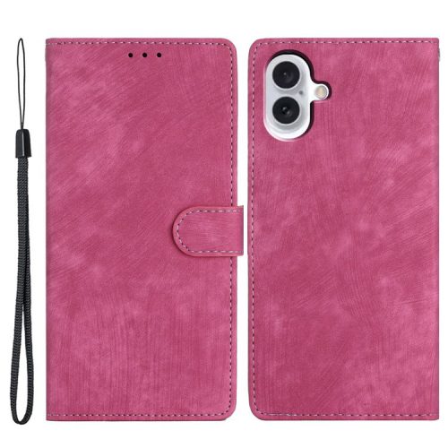 For iPhone 16 Case Card Holder Shockproof PU Leather Phone Cover - Rose