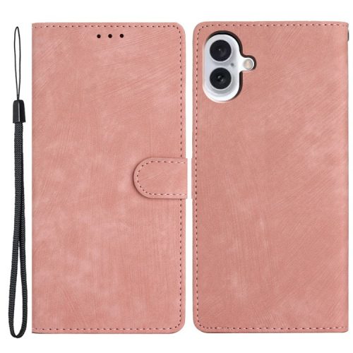 For iPhone 16 Case Card Holder Shockproof PU Leather Phone Cover - Rose Gold