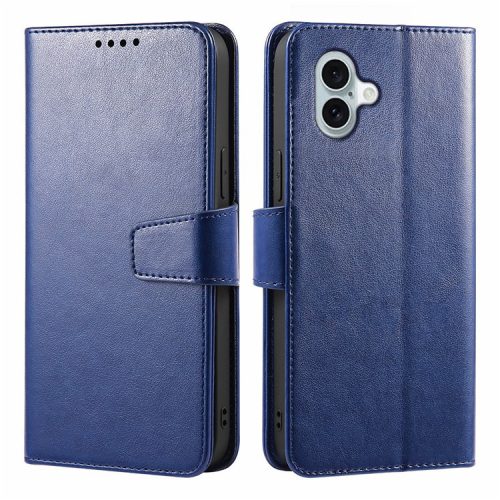 For iPhone 16 Case Card Holder Wallet Leather Phone Cover Stand - Blue