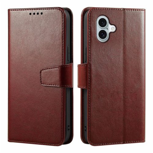 For iPhone 16 Case Card Holder Wallet Leather Phone Cover Stand - Brown